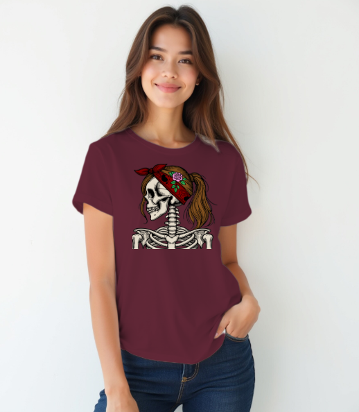 women skeleton with bandana