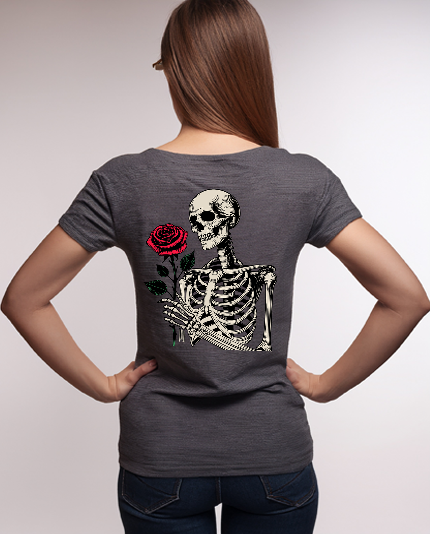 Skeleton with rose