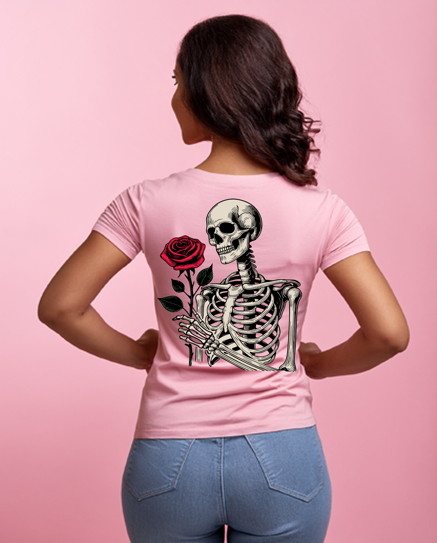Skeleton with rose